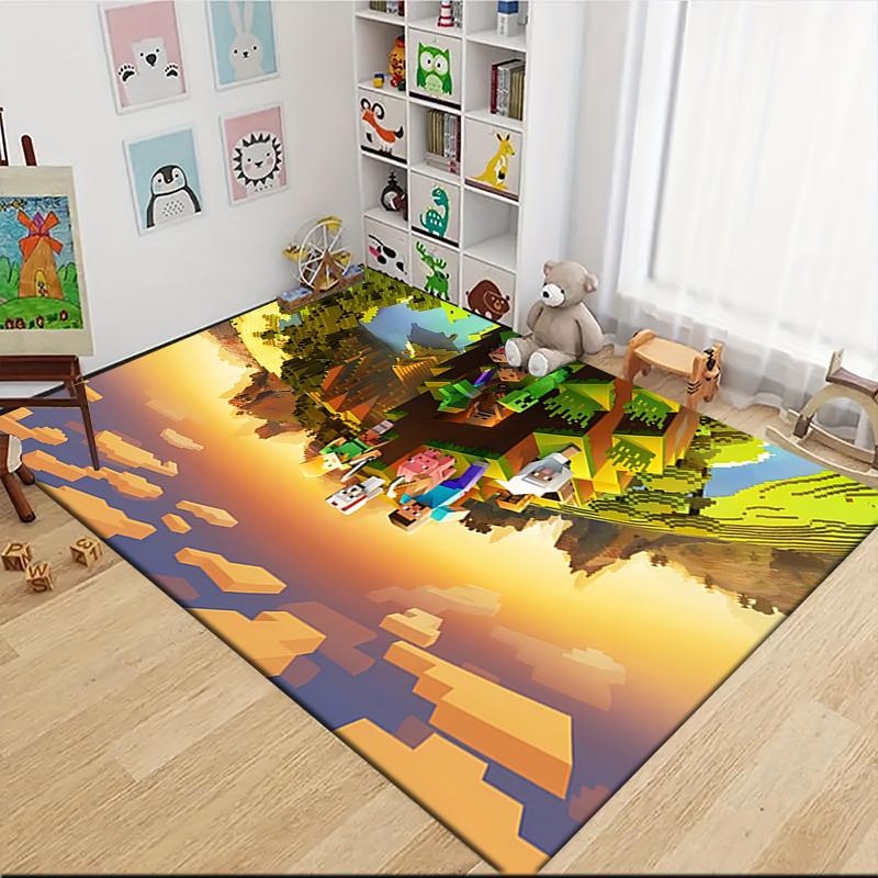 Minecraft Sunset Adventure Carpet Rug Soft Washable Antislip Home Living Room Sofa Mats Personalized Christmas Rug