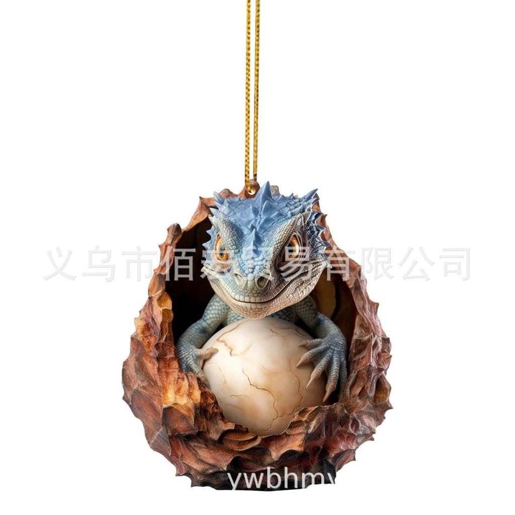 Colorful Cartoon Dinosaur Egg Acrylic Car Hanging Ornament For Festive Home Decor
