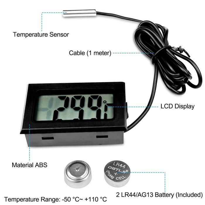 Thermomètre Frigo Digital - AIMOONSA - Sonde 1m - 5 pièces - Haute précision