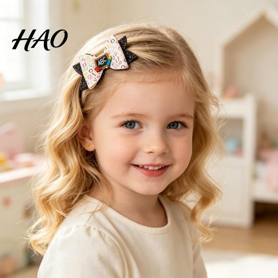 Lightweight Hair Bows for Girls Back to School Glitter Bow Clips Girls, Double Layer Artificial Leather Non Slip Fine Pin, Accessories with