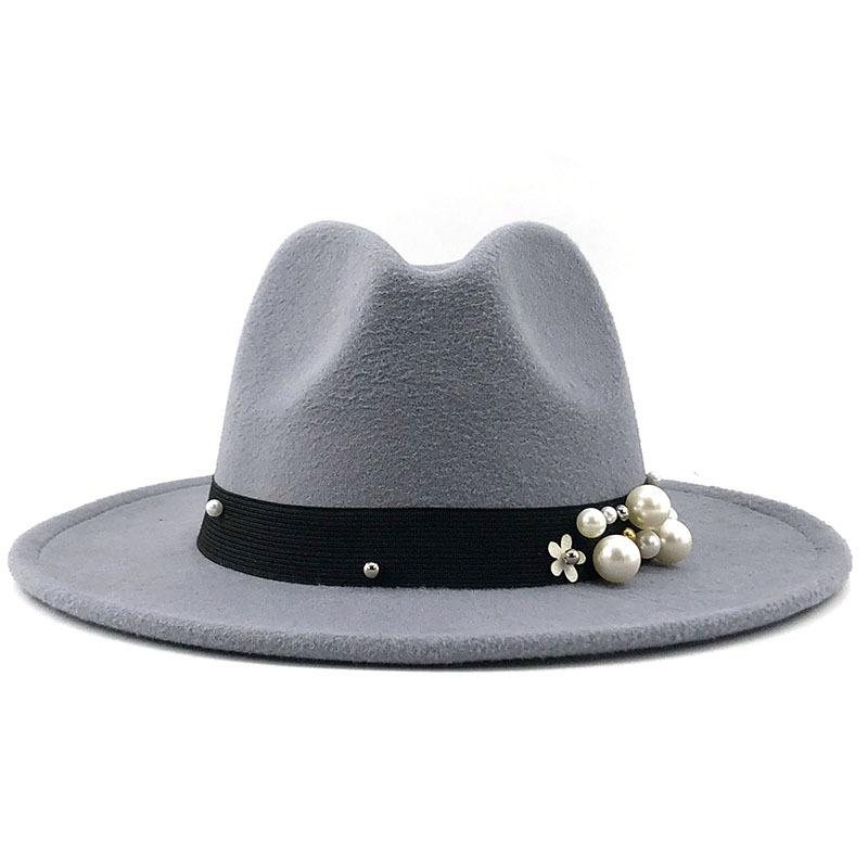 Men Women Wide Brim Wool Felt Jazz Fedora Hats British Style Trilby Party Formal Panama Cap Black Yellow Dress Hat 56-58-60CM