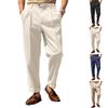 Men's Button Tapered Suit Pants Classic-Fit Pleated Dress Pant Lightweight Straight-Legs Men Trousers
