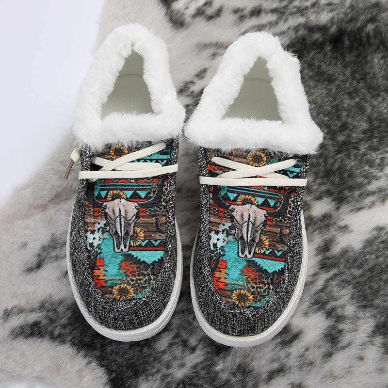 Plus - Size Women's Loafers - New Winter 2025 Style, Cross - Border for Amazon, Flat - Soled and Casual Women's Cotton Shoes for Foreign Trade