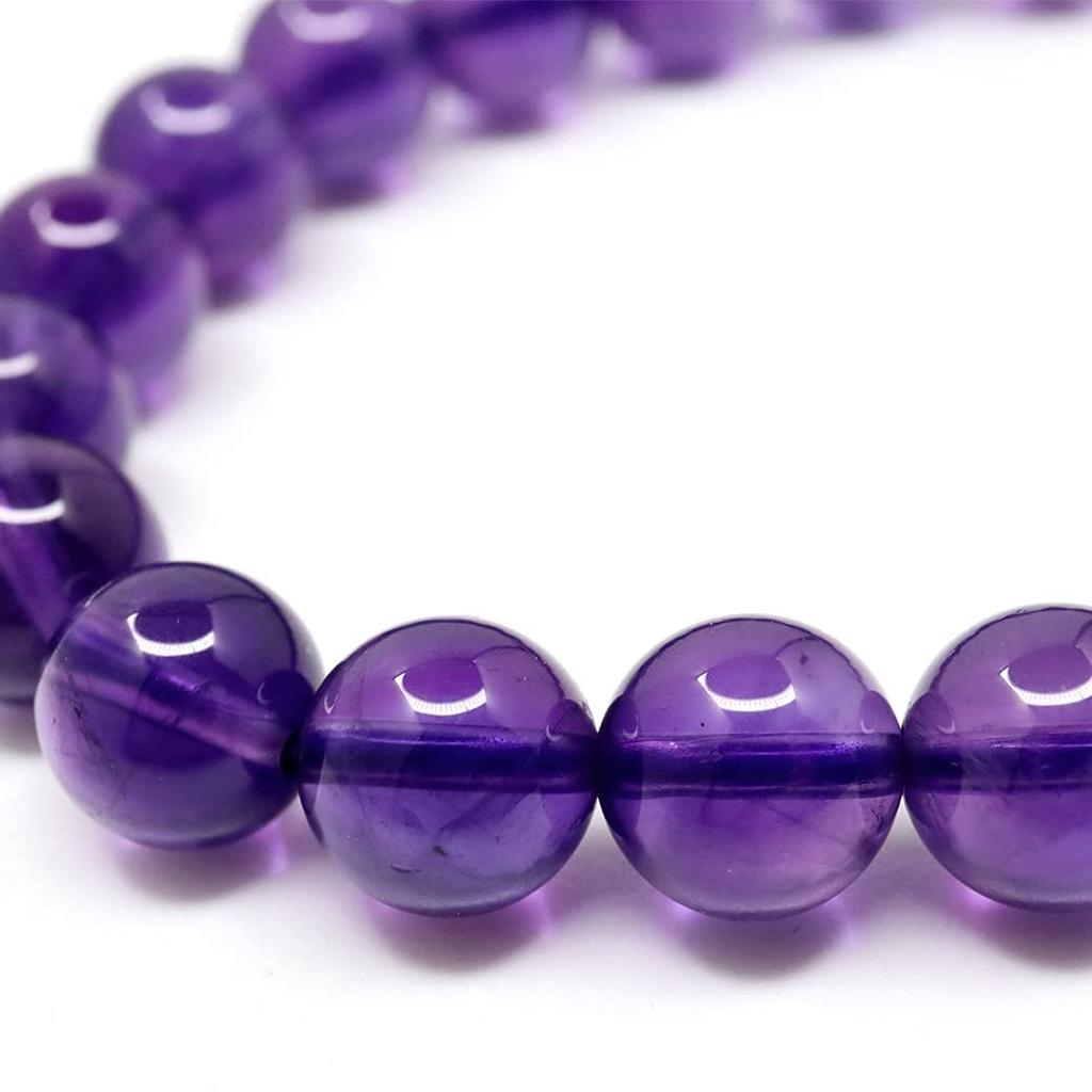 [GOLD STONE] Natural Stone Bracelet with Power Stone Amethyst, February Birthstone, 7mm, Deep Purple Amethyst from Uruguay