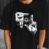 New Summer Men's Fashion T-shirt Finger Photography Posture Printed Men's T-shirt Top