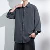 [FUZHIHUA] men's shirt 3/4 sleeve summer clothes Plain color casual shirt Stylish tops large size Popularity clothes spring summer autumn