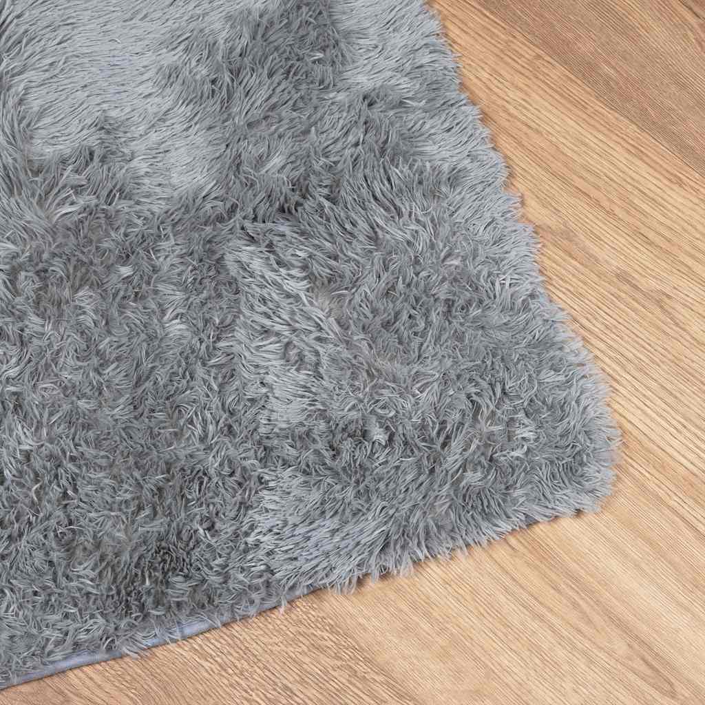 Shaggy High Pile Rug NAVARRA Light Grey 120 x 120 cm Polyester