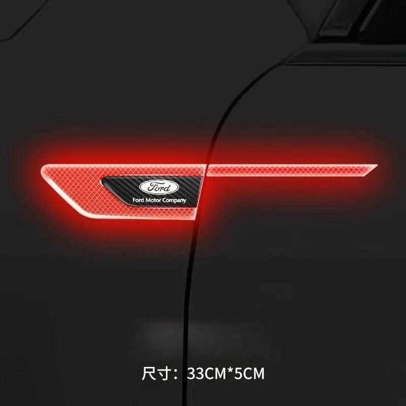 XJGE5 Car Door Reflective Sticker Safety Warning Reflector Tape For Ford ST Fusion Transit Ecosport Exterior Decal Accessories Guard