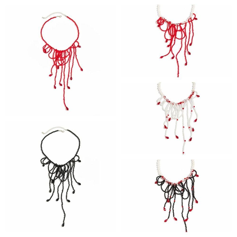 Multilayer Blood Drop Necklace Tassel Gothic Jewelry Creative Halloween Choker Cosplay