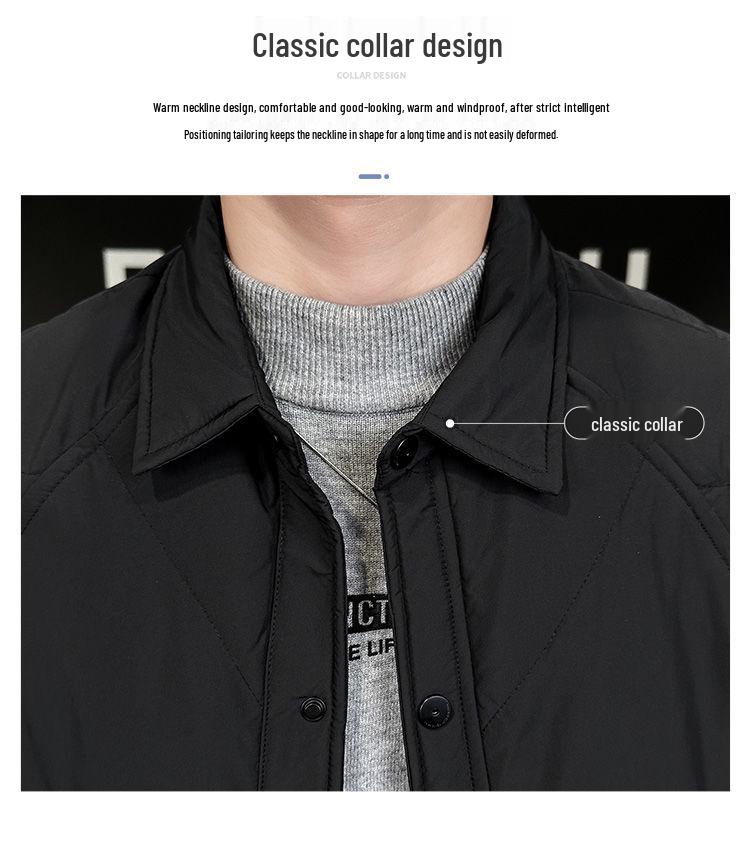 Мужская легкая клетчатая пуховая куртка в корейском стиле с отложным воротником