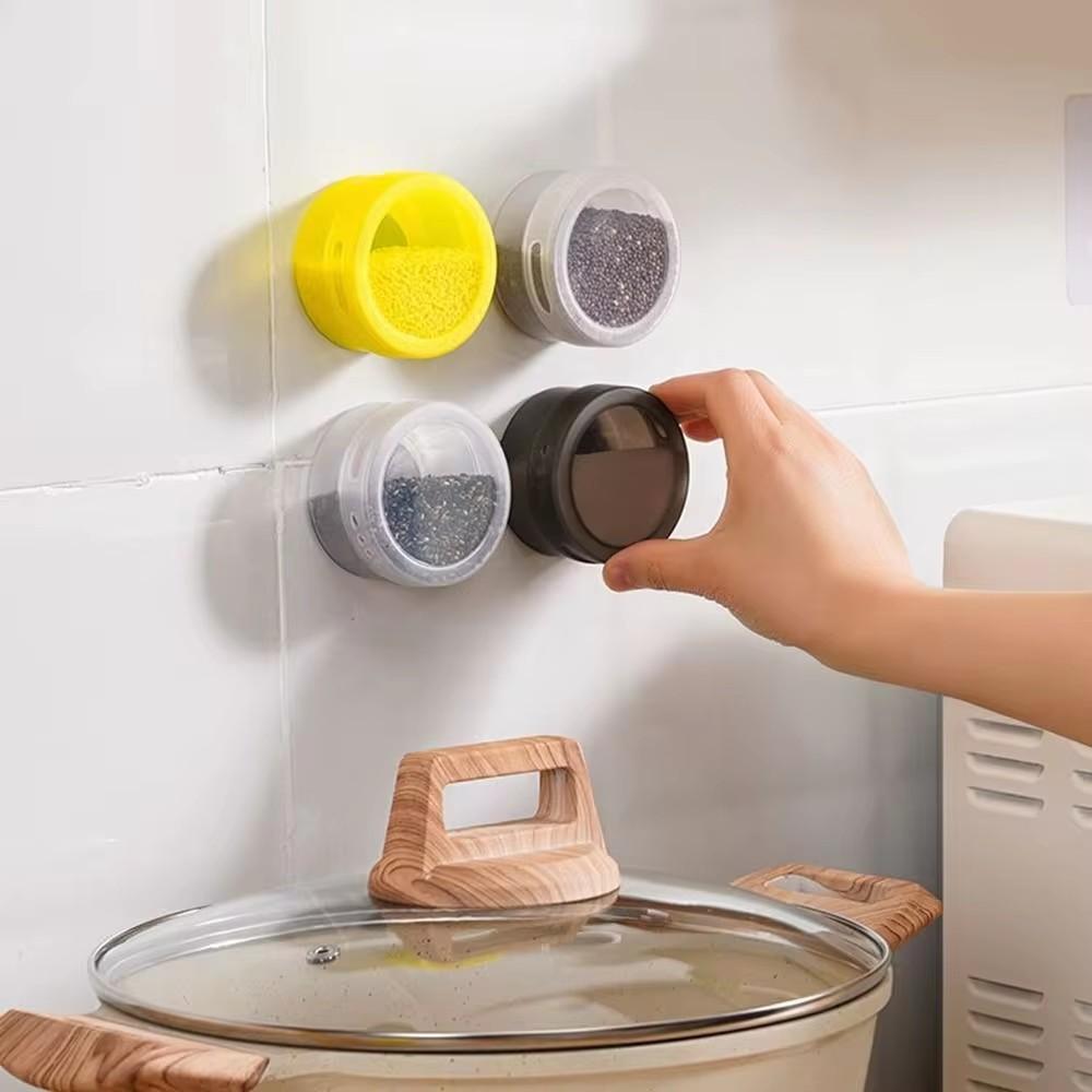 Пластиковая магнитная емкость для приправ, герметичная, настенная, для хранения соли с крышкой, многоразовый контейнер для специй, ресторан