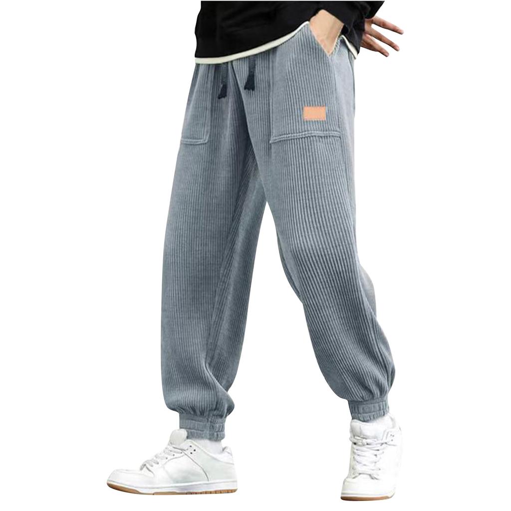 Мужские спортивные брюки, повседневные рабочие брюки, брюки с эластичным поясом на шнурке
