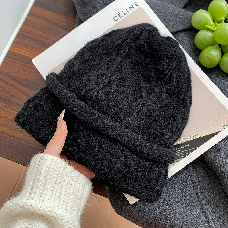 Women S Blue Knit Slouch Hat Winter Warm Thick Beanie Cap