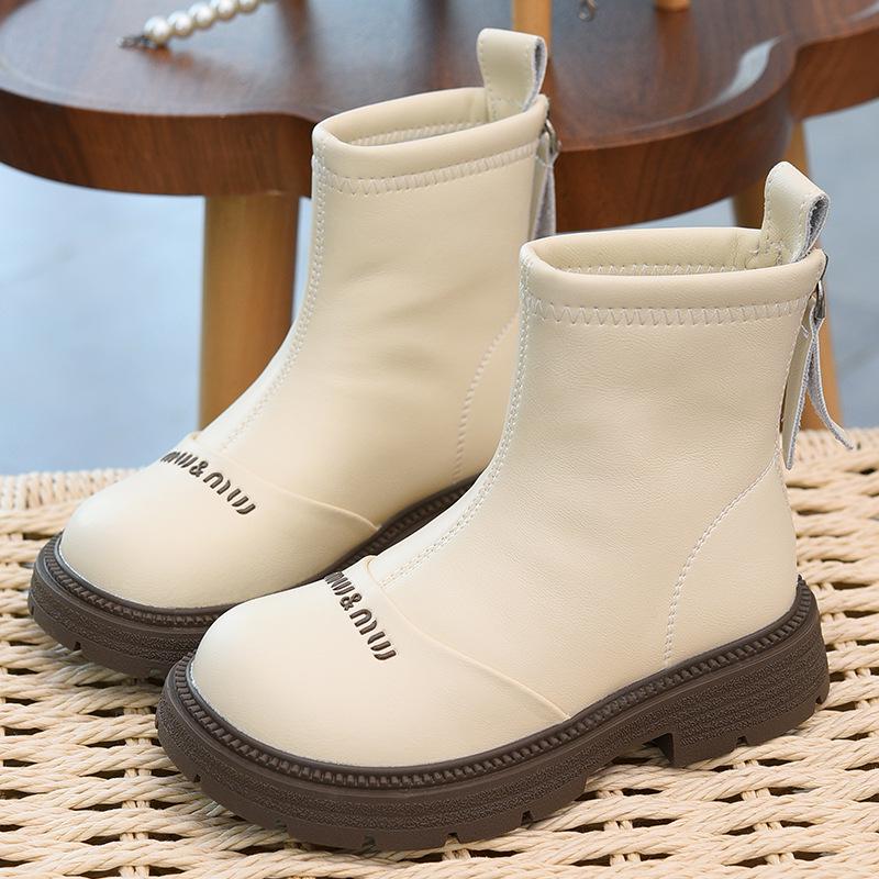 Водонепроницаемые кожаные хлопковые ботинки для девочек - Осень/Зима 2025 Стиль Мартин