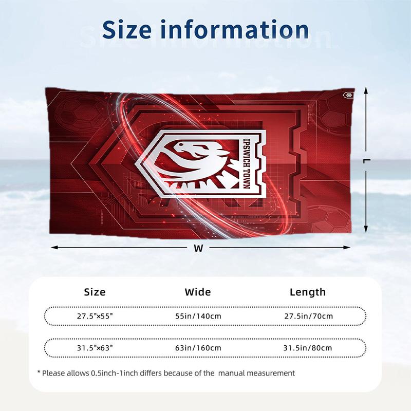 Ipswich Town Football Beach Towel Soft Microfiber Summer Towel Quick Dry Absorbent Towel for Beach Swimming Pool Travel