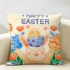 Happy Easter Rabbit Cute Cushion Cover Natural Linen Organic Fabric DoubleSided Printing Room Sofa Decor Pillow Case