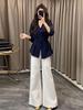 Elegant Autumn Women's Two-Piece: Slim-Fit Shirt & High-Waisted Wide-Leg Pants Set 2025