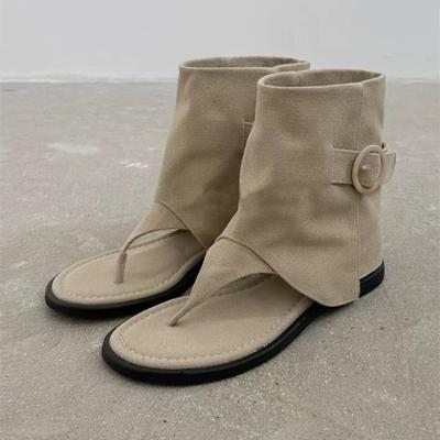 Новые модные туфли на плоской подошве с открытым носком 2024 года. Винтажные высокие гладиаторские туфли для женщин Zapatos De Mujer