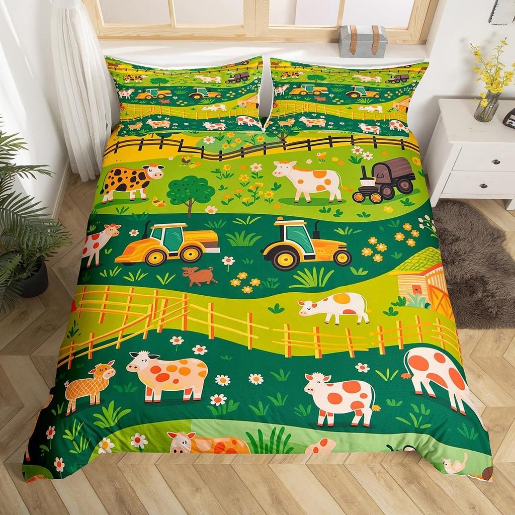 Мультяшная корова Постельное белье Пододеяльник Твин Кинг Сельскохозяйственное животное Декорация комнаты на День Святого Валентина Микрофибра Комплект постельного белья