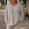 New Women's Casual V-neck Long-sleeved Pullover Loose Pure Color Multi-color Women's Top Sweatshirt