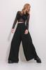 Women's Trousers New Season Fashion Black High Waist Side Zipper Wide Leg Woven Trousers