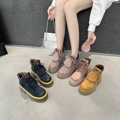 Женская обувь Ботильоны Уличные Походные Толстая подошва Стелька Увеличивающие рост ботинки