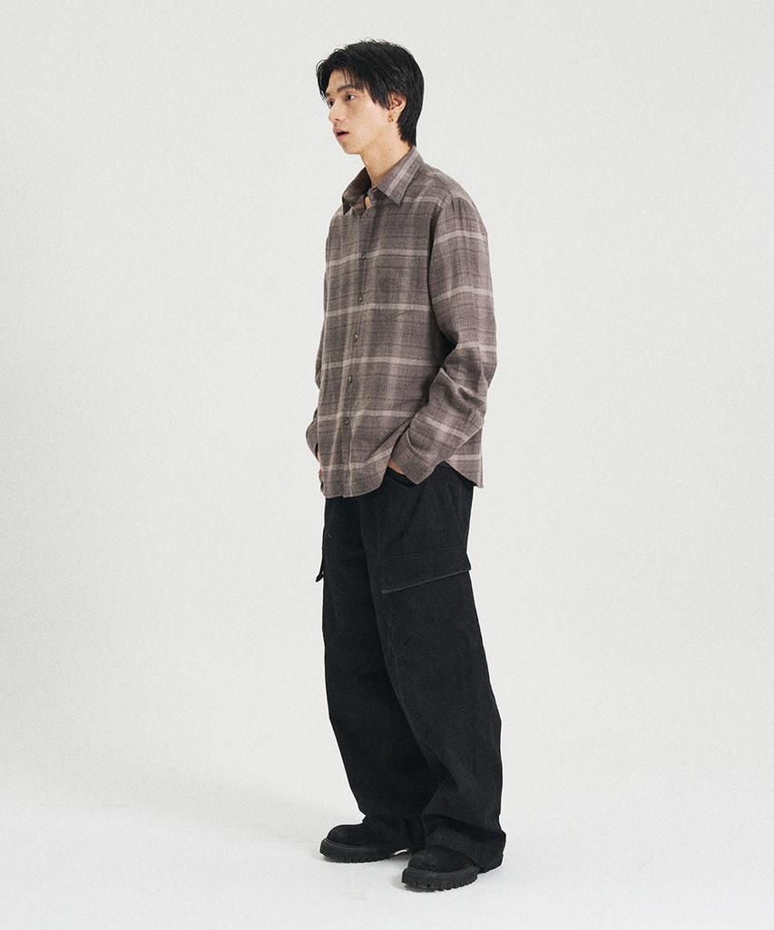 SLOWACID Flannel Cuff Check Shirt [Gray]