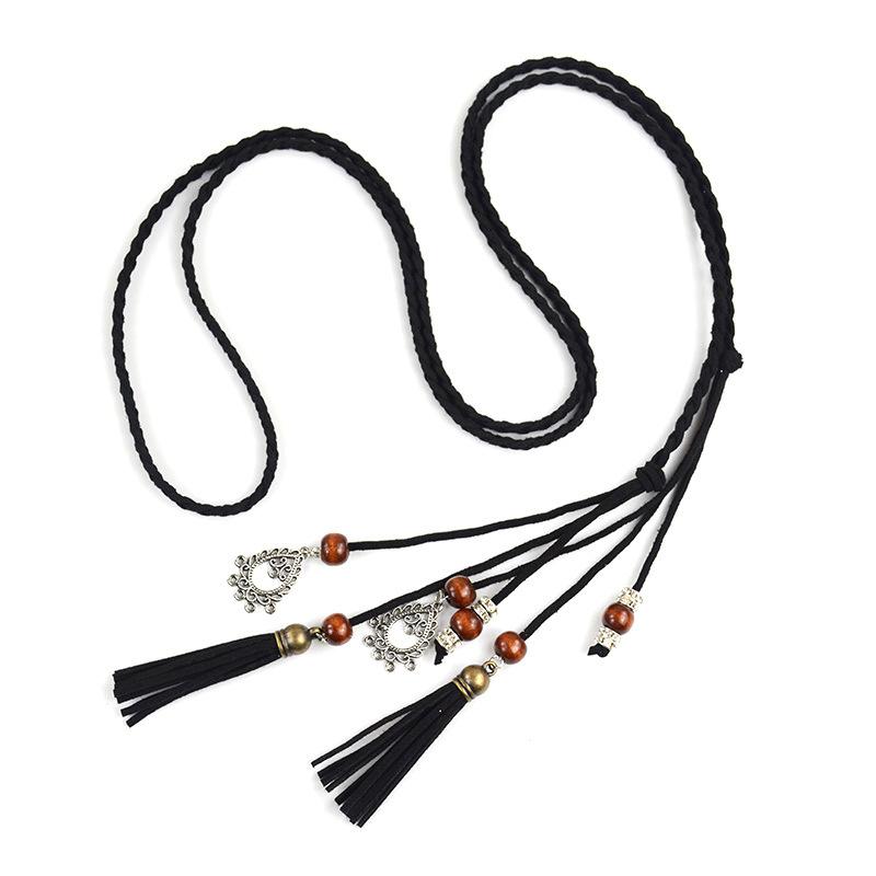 New Ethnic Style Decorative Belt Women'S Tassel With Dress Woven Thin Waist Chain Waist Rope