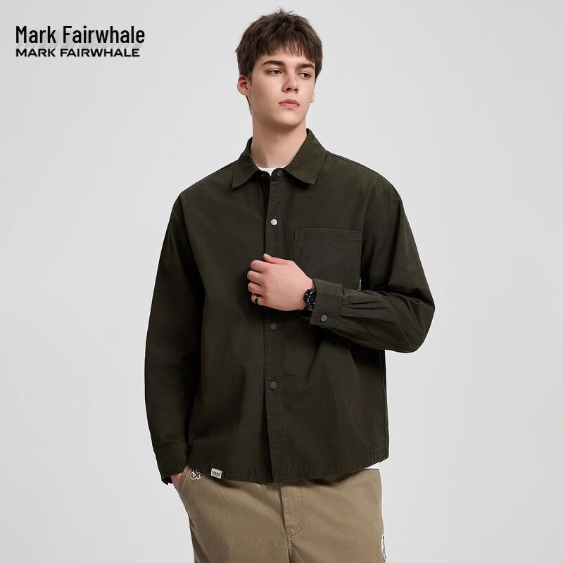 Mark Fairwhale Мужская повседневная однотонная рубашка с длинным рукавом
