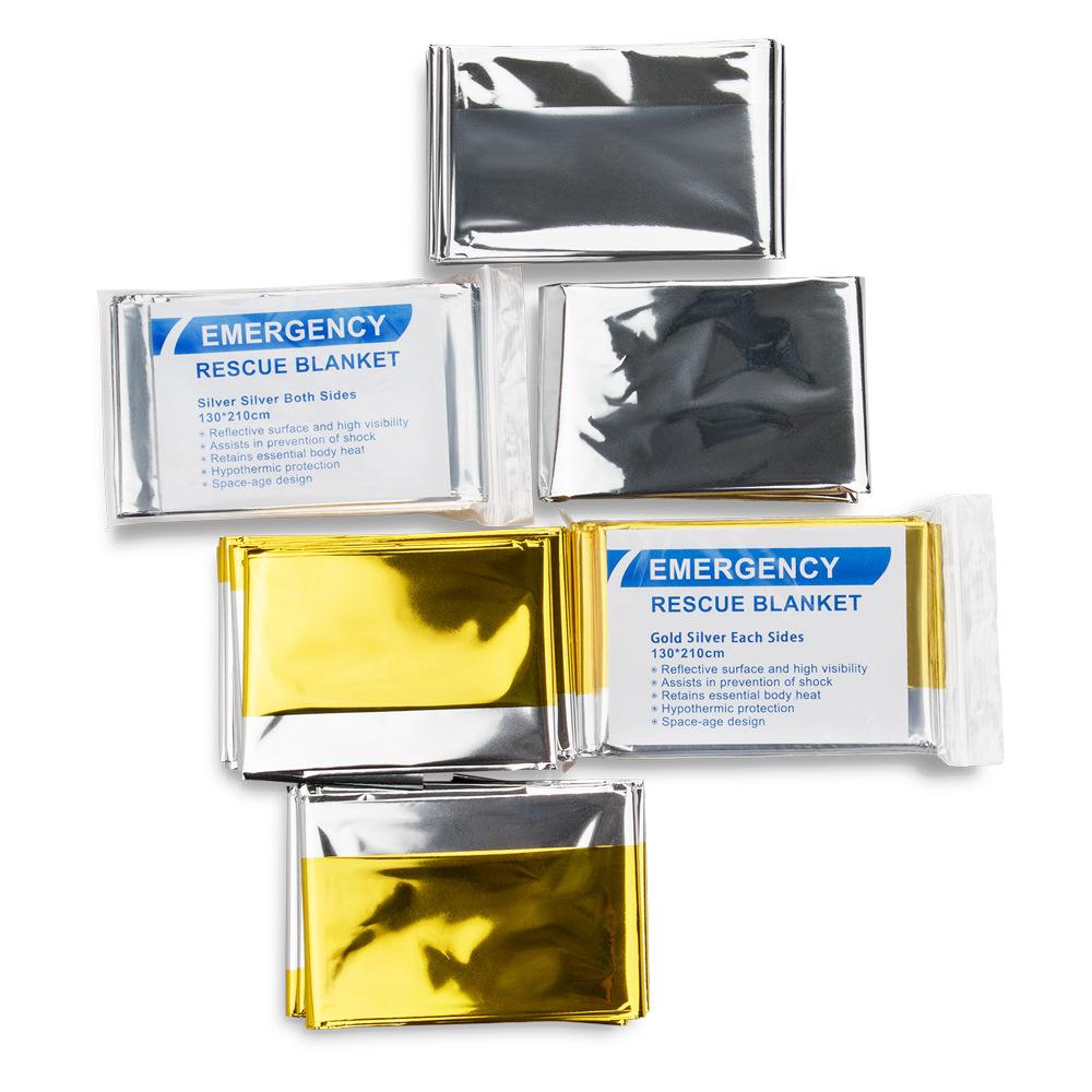 130X210 см. Одеяло для выживания на открытом воздухе, золотисто-серебристое, водонепроницаемое, для оказания первой помощи, штора из фольги, тепловое одеяло для кемпинга