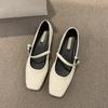 2024 Весна и Осень Новые Туфли Мэри Джейн в стиле ретро Туфли женские Light Mouth Туфли на плоской подошве с одним словом Pearl Туфли на французском языке Temperament Single