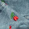 Korean Embroidered Heart Bucket Hat for Women Washed Denim Fisherman Cap Unisex Bob Caps Summer Panama Hats