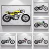 Vintage Oil Painting Cartoon Locomotive Various Types of Motorcycles Poster Canvas Painting Wall Art Pictures Home Decor