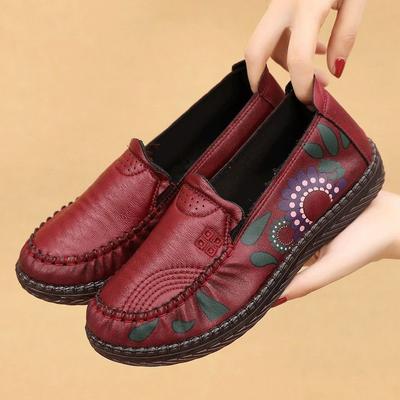 Мамины туфли весна и осень подошвы из говяжьей жилы туфли бабушки на плоской подошве с круглым носком нескользящие для среднего и пожилого возраста тканевые туфли женские