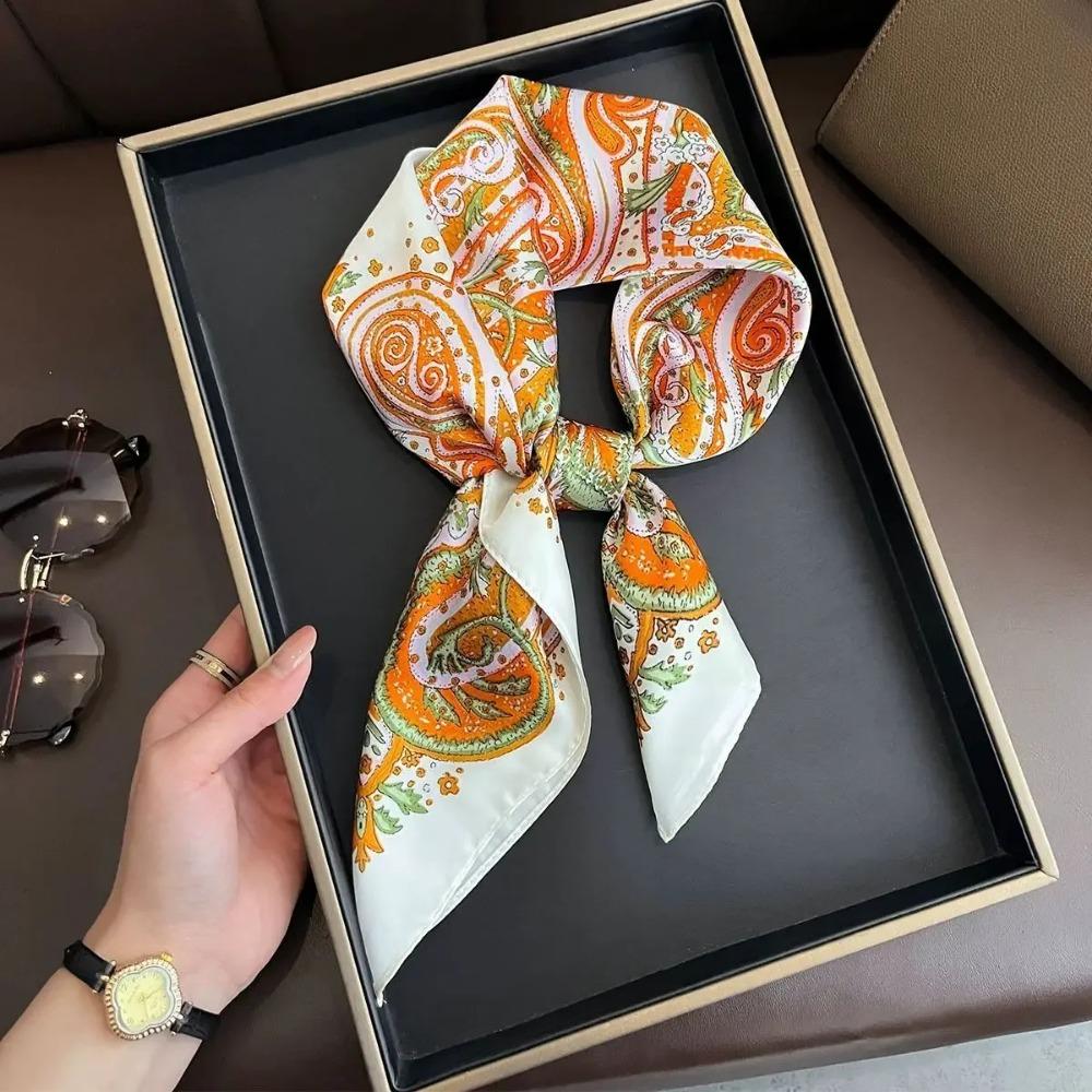 Модный бренд класса люкс 70 см шелковый квадратный шарф женский шейный платок женский бандана для волос платок шаль хиджаб эшарп