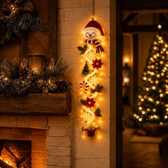 Рождественский ornament ручной работы Светящийся рождественский вешалка на дверь Спираль крючком со светодиодными огнями Снеговик Санта Олень Освещенная праздничная вешалка Ангел