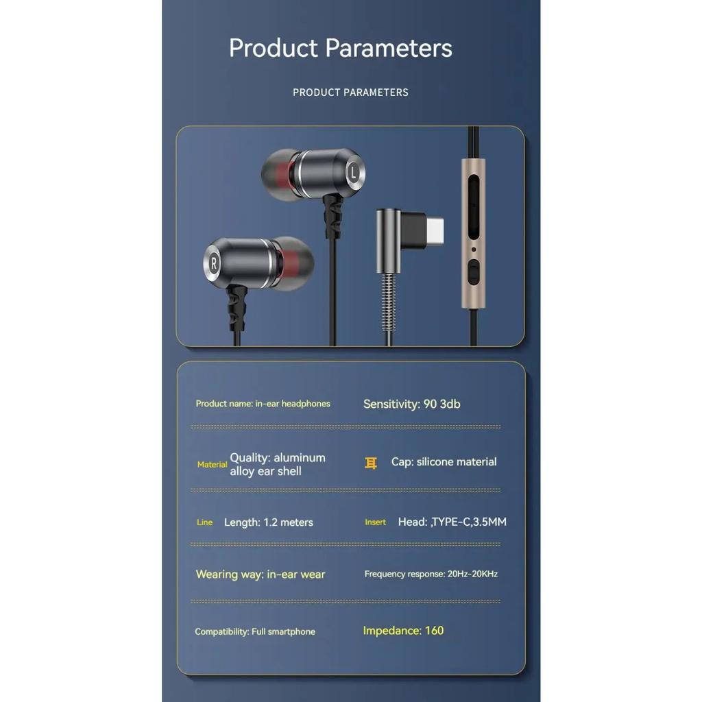 Проводные наушники Type-C и 3,5 мм, внутриканальные наушники для Samsung, Hi-Fi стереогарнитура, спортивная игровая гарнитура Handsfree