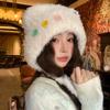Bear ears plush knitted hat female winter cute face small warm ear protection wool hat cold Lei Feng hat