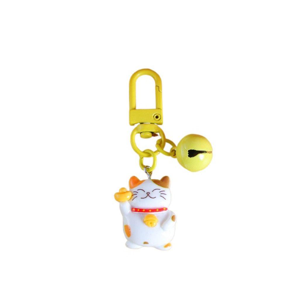 Kawaii Maneki-neko Keyring Mini Fortune Cat Pendant Fashion Plutus Cat Keychain  Backpack Decor