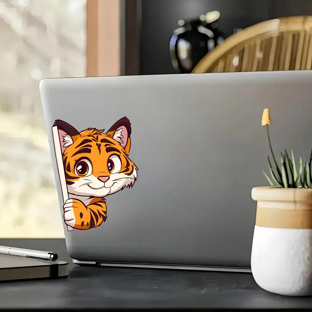 Cartoon Tiger Peeping Glass Stickers Car Stickers Background Beautification Decoration Stickers