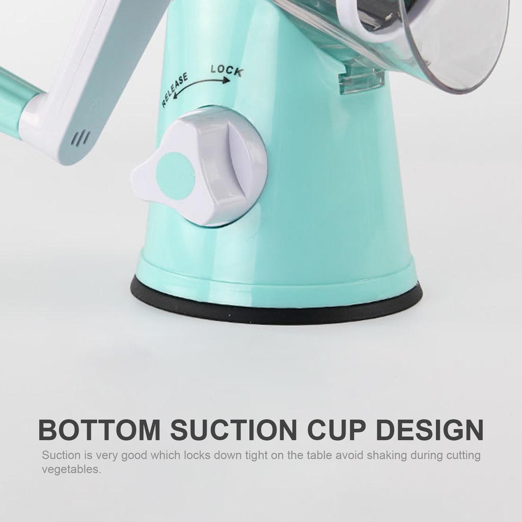 Manual Rotary Cheese Grater with Three Drum Blades Stainless Steel Handheld Rotary Slicer Shredding Grinder