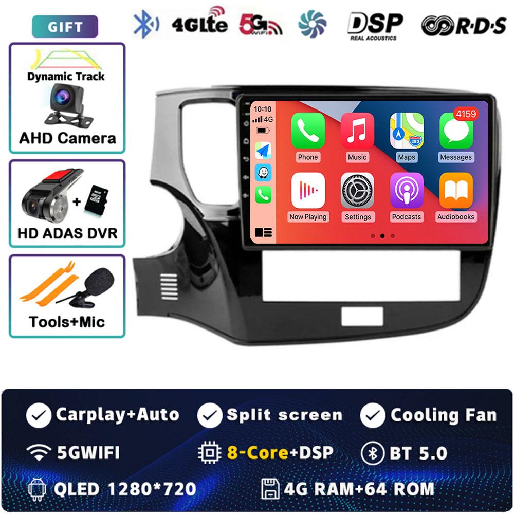 Android 14 Carplay Car Radio для Mitsubishi Outlander 3 III GF0W GG0W 2018 - 2022 Мультимедийный видеоплеер Навигация GPS Стерео