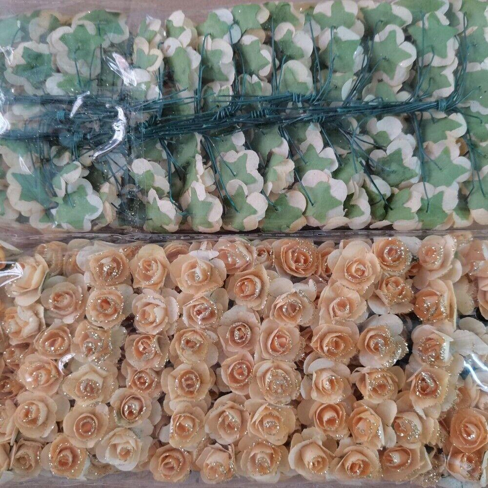 144шт мини-бумага роза искусственные цветы букет маленькие головки декор для свадебной вечеринки