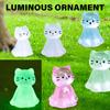 Pack of 10 Creative Glow In Dark Cartoon Cats with Cape Miniature Figurines Garden Landscape Ornaments for Home Decors