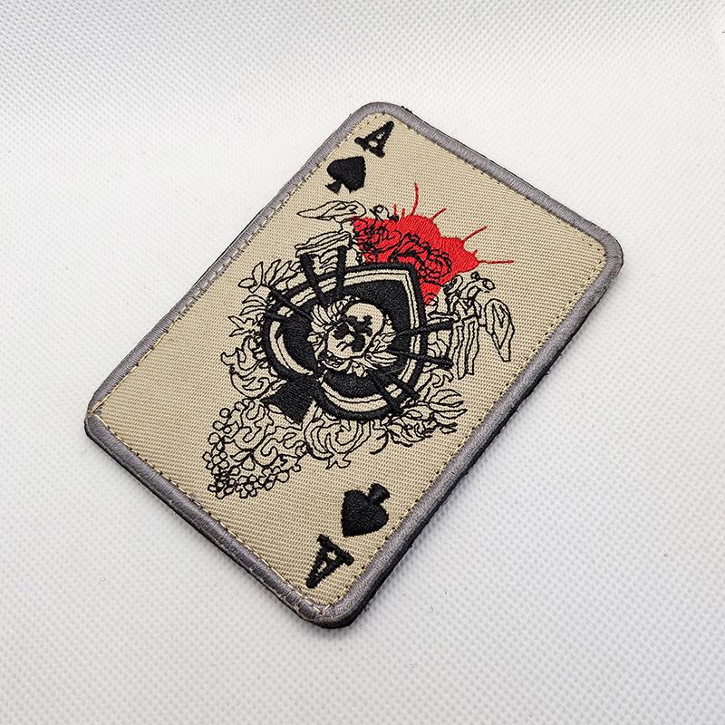 Пиковый туз Покер Череп Вышитая нашивка - Моральный значок на липучке для рюкзака