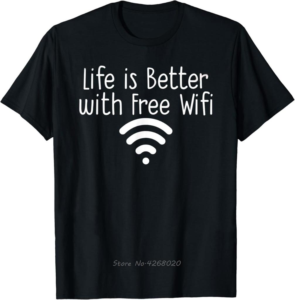 Funny Sarcasm Quote Free WiFi Tshirt Math Equation Novelty Mens Clothing Fitness T Shirt Printed Graphic Cotton Tshirt