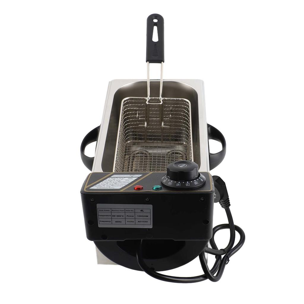Электрическая фритюрница 4 л 4,2 кварт с корзиной для фильтрации масла 1400 Вт нержавеющая сталь 60 200 градусов Цельсия 140 392
