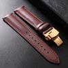Calfskin Watch Strap Men's and Women's Cowhide Leather Belt Butterfly Buckle Accessories Wear-Resistant Black Universal 14mm 16mm 20mm 22mm 24mm
