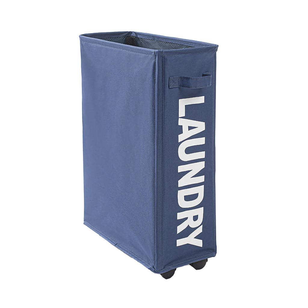 23 Inches Rolling Slim Laundry Basket with Wheels Collapsible Laundry Hamper On Wheels Tall Thin Narrow Foldable Storage Bins