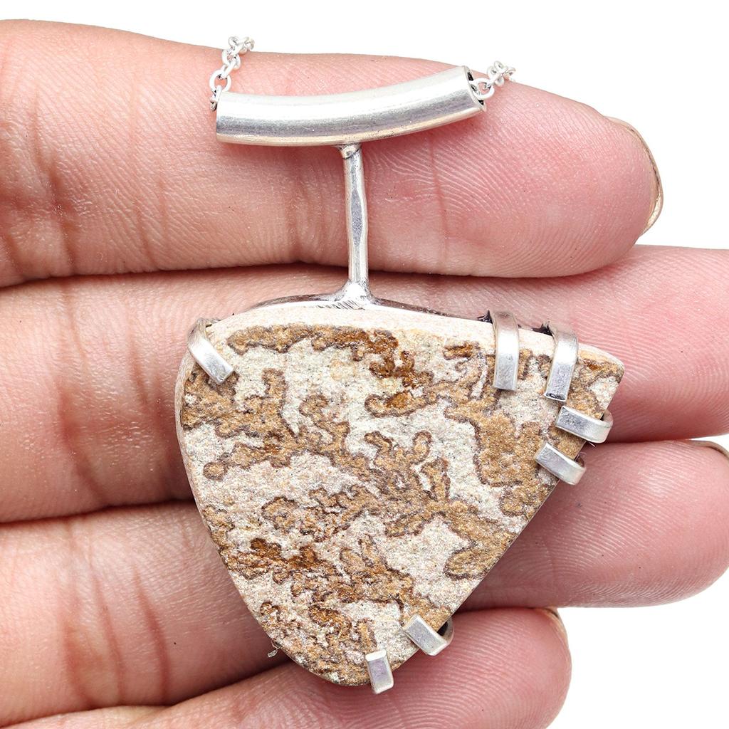 Dendritic Agate Drusy Gemstone Mother's Day Silver Jewelry Necklace 20 In